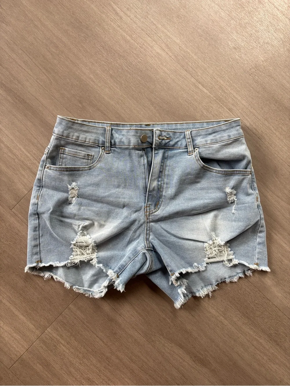 Light Blue Distressed Denim Women's Shorts